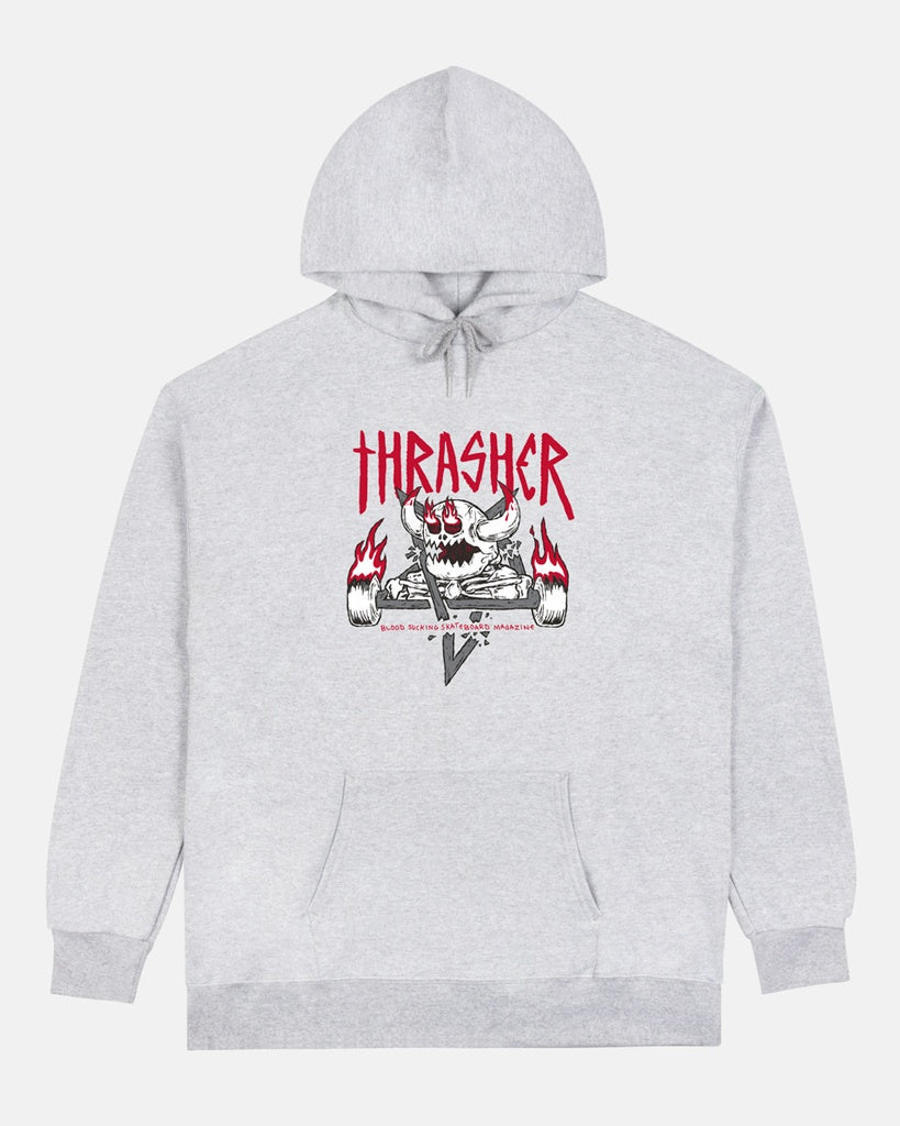 THRASHER X TOY MACHINE MONSTER-GRAM ASH GREY HD/SWT
