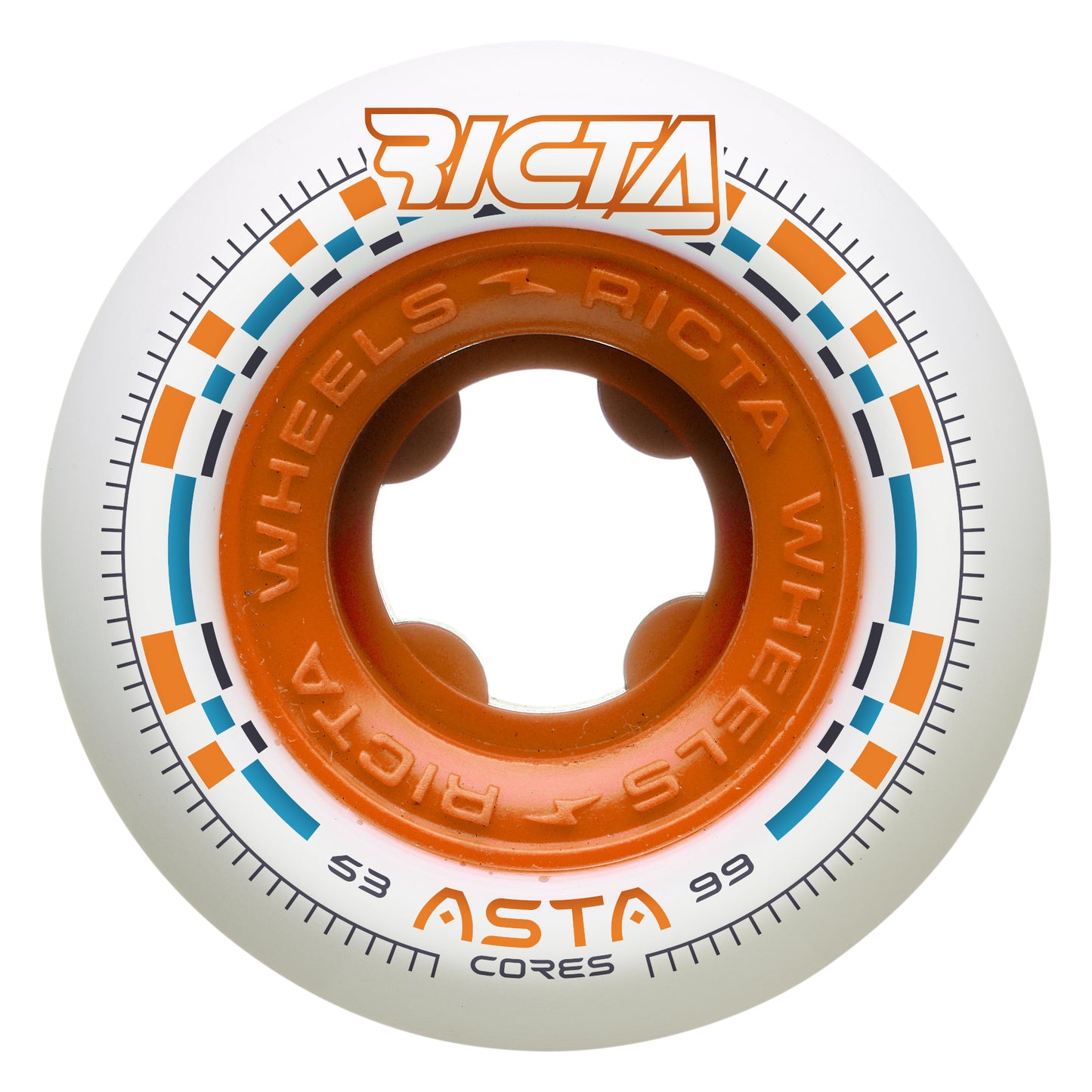 Ricta 53mm Asta Cores White Round 99a Skateboard Wheels