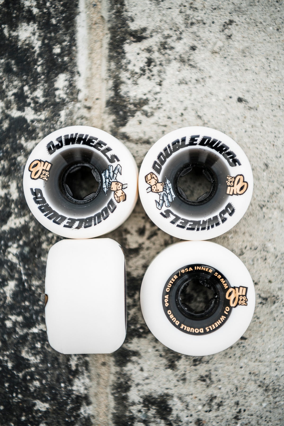 OJ Wheels 58mm Double Duro White Black Mini Combo 99a/95a