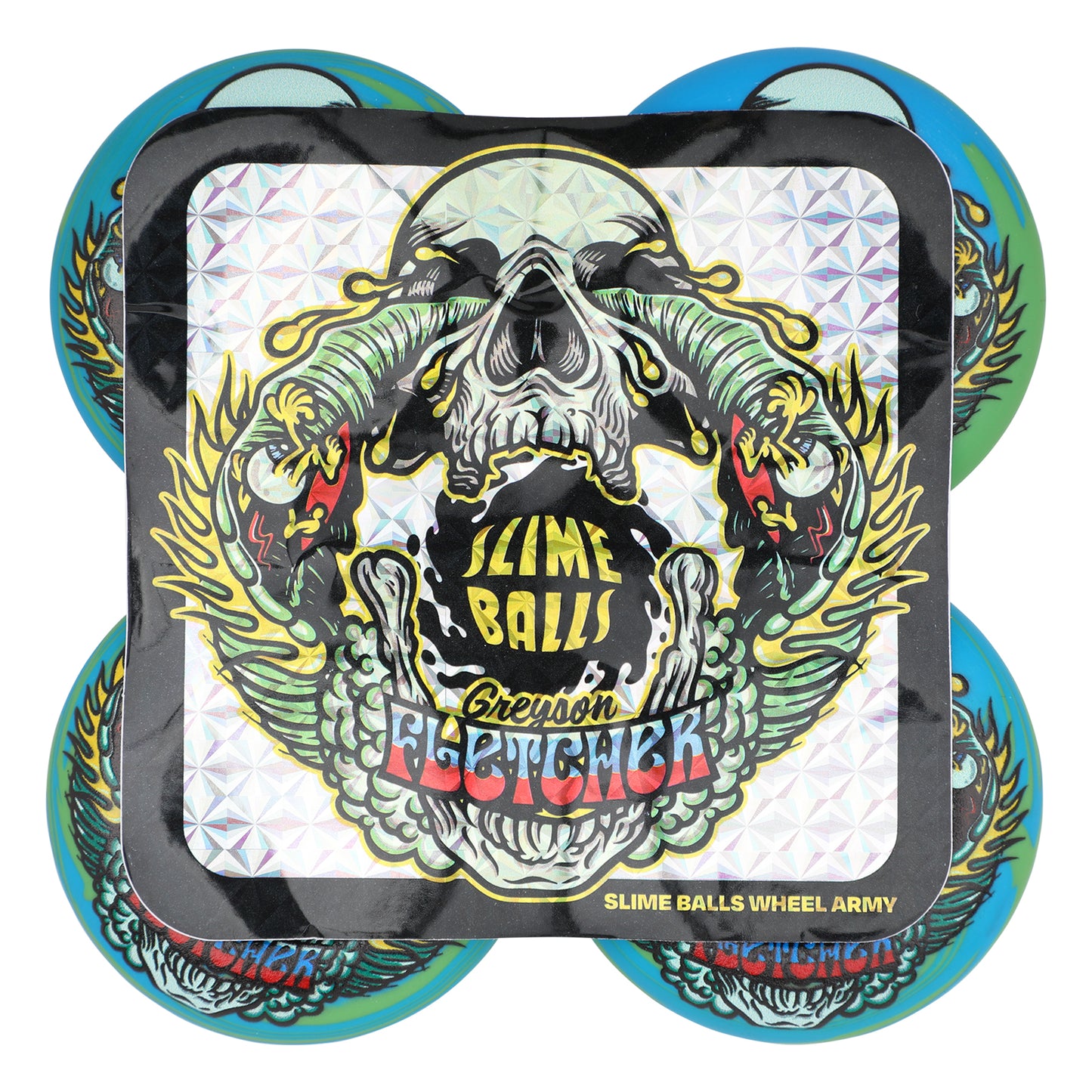 Slime Balls Wheels 54mm Greyson Fletcher Guest Chubbies Green Blue Swirl 99a