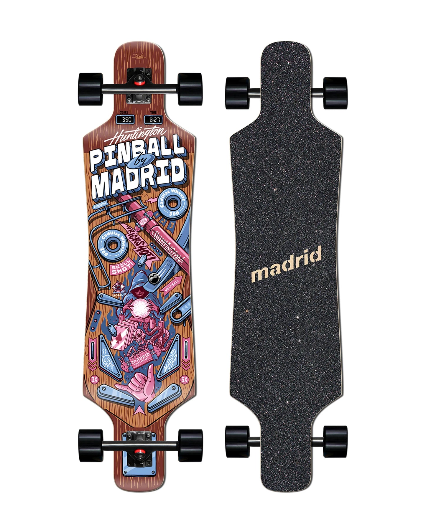 MADRID PINBALL WIZARD TOP MOUNT LONGBOARD COMPLETE 9.25 X 39.00