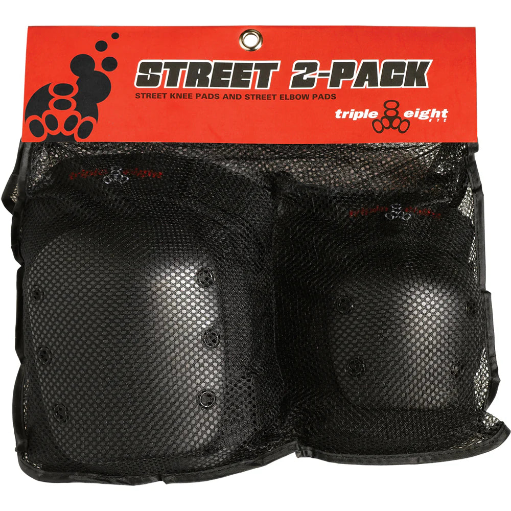 TRIPLE 8 STREET 2-PACK KNEE & ELBOW PADS BLACK