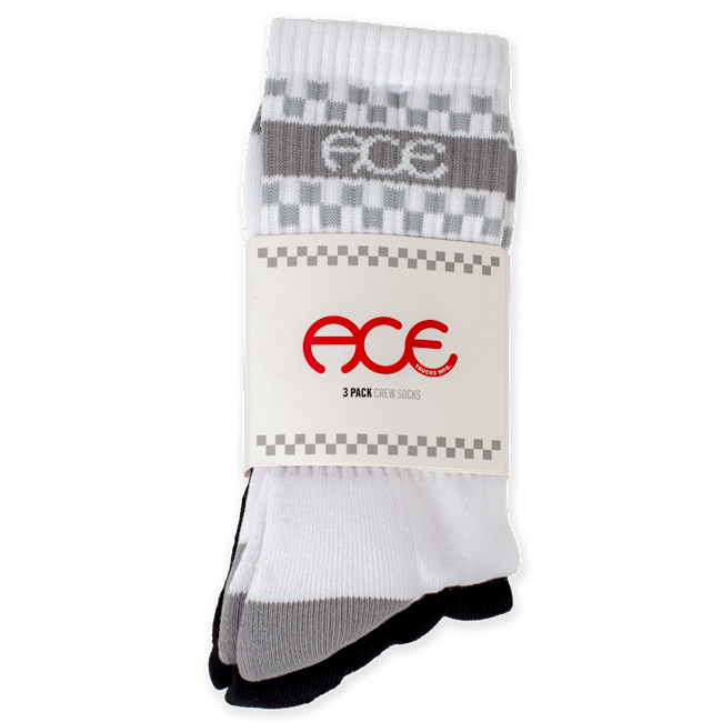 Ace Socks - 3 Pack - Logo White Grey/Black Grey