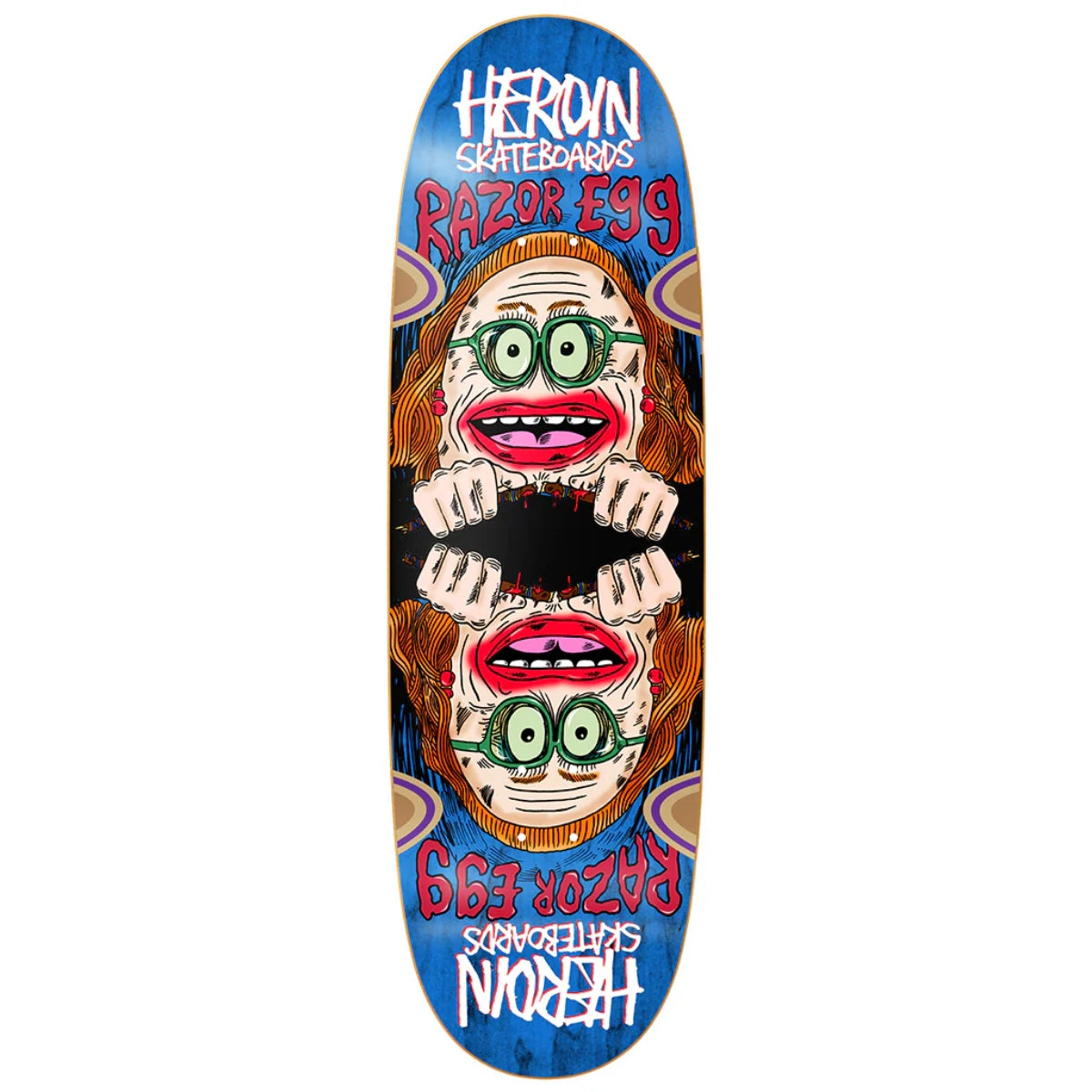 HEROIN TEAM AUNTIE RAZOR EGG WHEEL WELLS SHAPED DECK 9.75