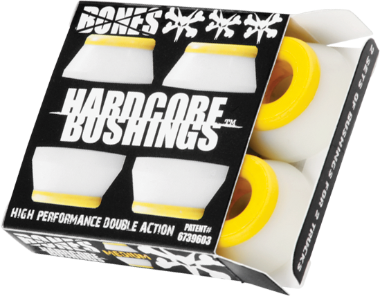 BONES HARDCORE 4PC MED WHITE/YELLOW BUSHINGS