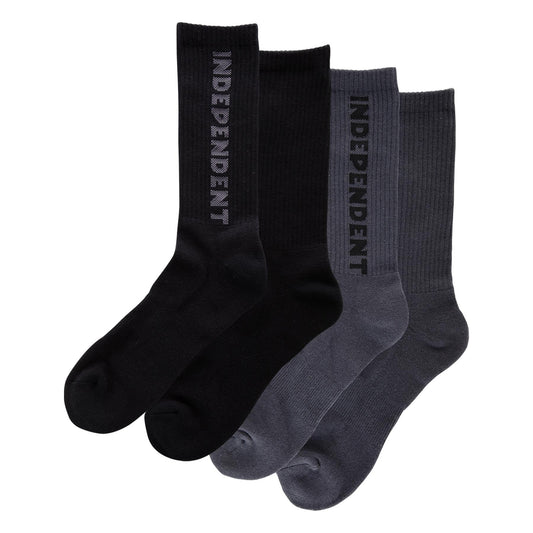 Independent Baseline Mens Socks X2 Pairs Black/Charcoal