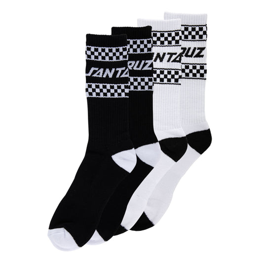 Santa Cruz Drift Strip Socks X2 Pairs Black/White