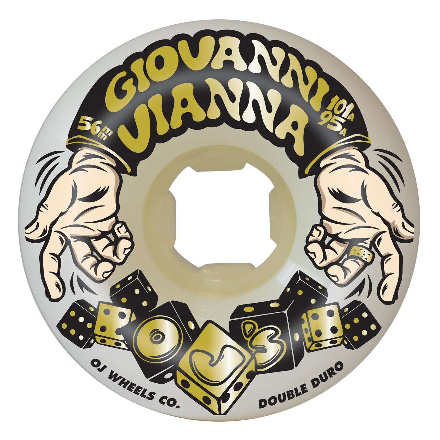 OJ Skateboard Wheels 56mm Giovanni Vianna High Roller Double Duro White Mini Combo 101a/95a