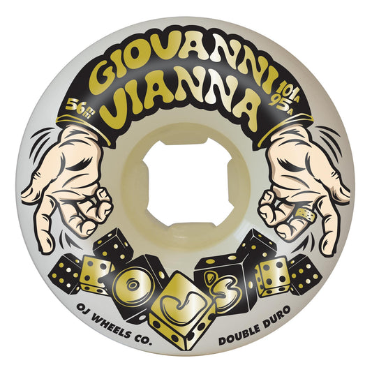 OJ Skateboard Wheels 56mm Giovanni Vianna High Roller Double Duro White Mini Combo 101a/95a