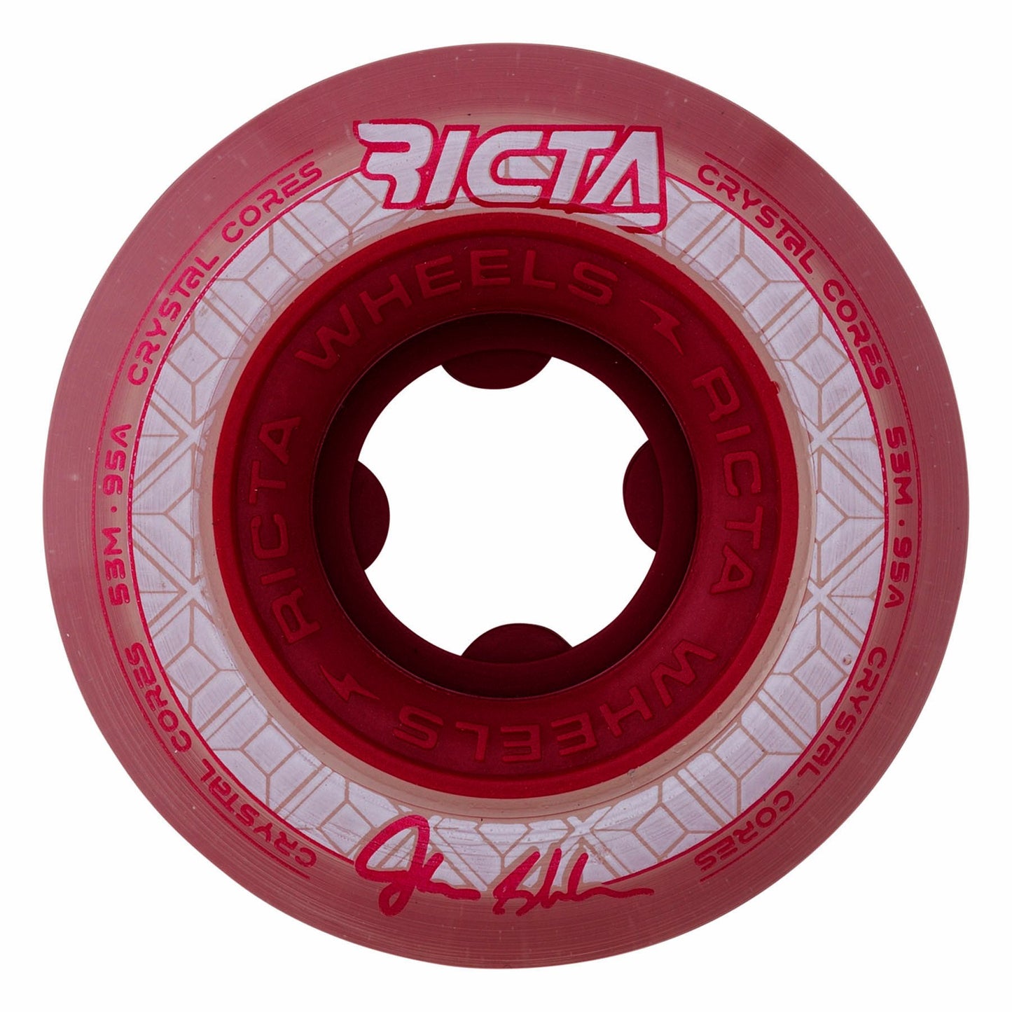 Ricta 53mm Shanahan Crystal Cores Clear Metallic Red 95a Skateboard Wheel