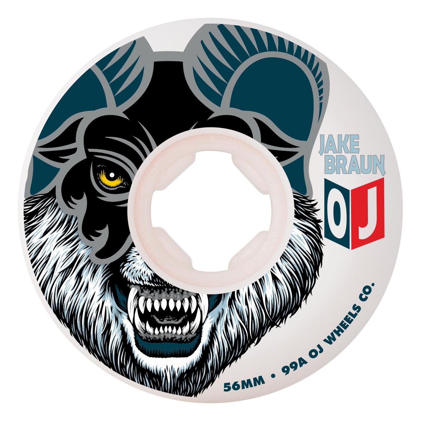 OJ Wheels 56mm Jake Braun Wolf Elite White Hardline 99a