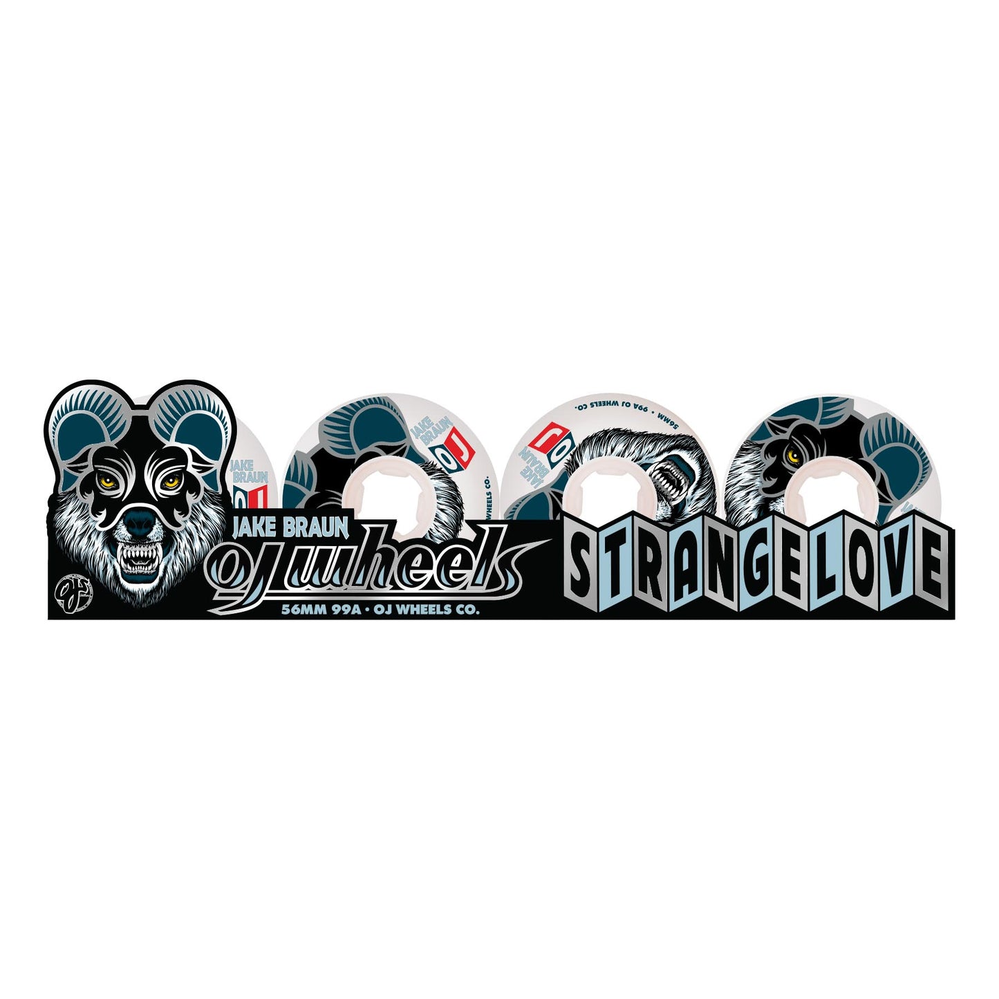 OJ Wheels 56mm Jake Braun Wolf Elite White Hardline 99a