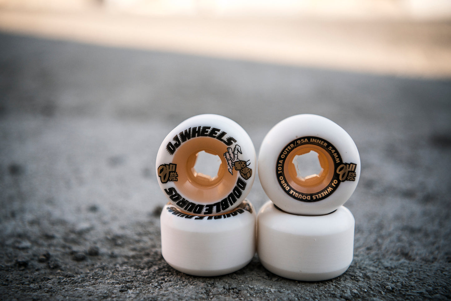 OJ Skateboard Wheels 54mm Double Duro White Gum Mini Combo 101a/95a