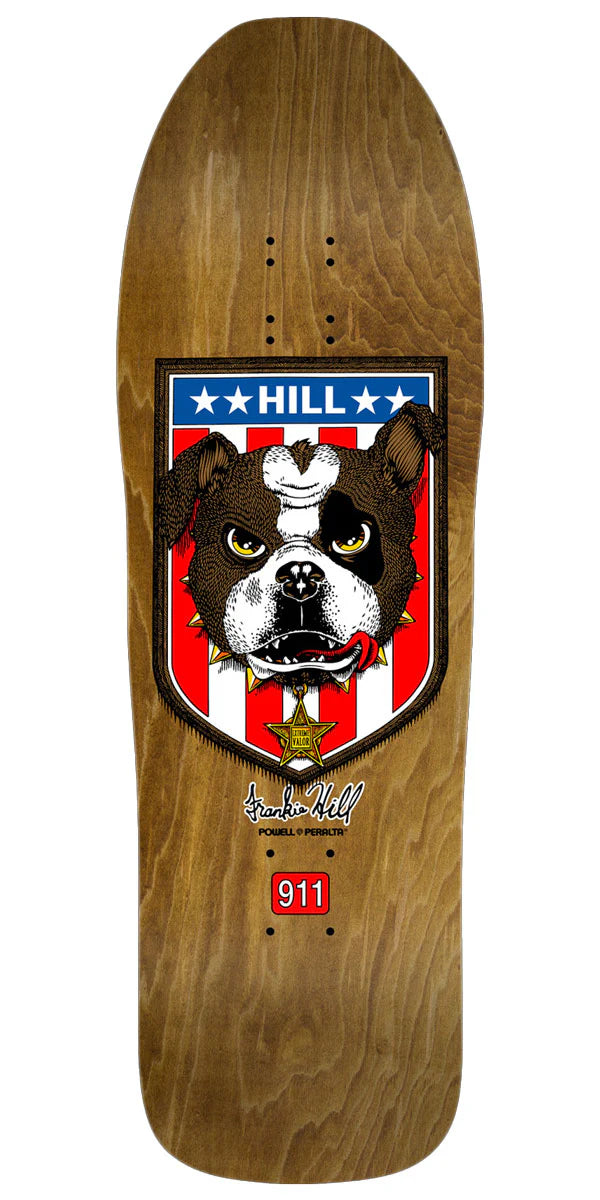 POWELL FRANKIE HILL BULLDOG BROWN STAIN REISSUE SHAPED DECK 10.00 X 31.50