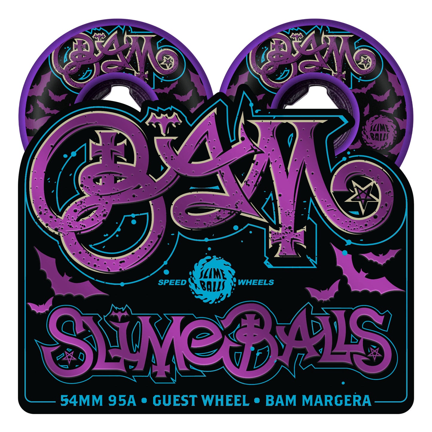 Slime Balls Wheels 54mm Bam Margera Guest Purple Hardline 95a