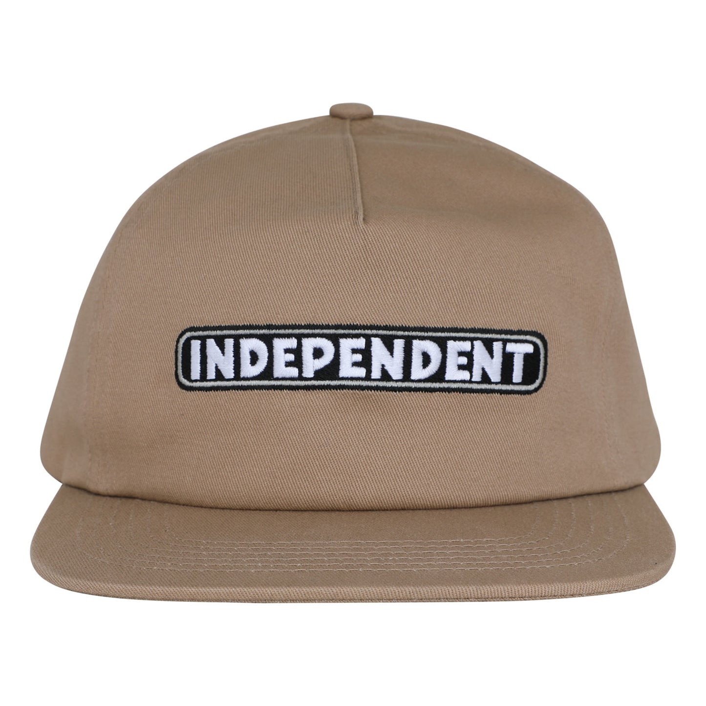 Independent Bar Logo Snapback Unstructured Hat Khaki