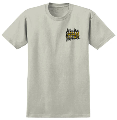 ANTIHERO MEDIEVAL TEE HEATHER CREME w/ BLACK & GOLDEN YELLOW PRINTS
