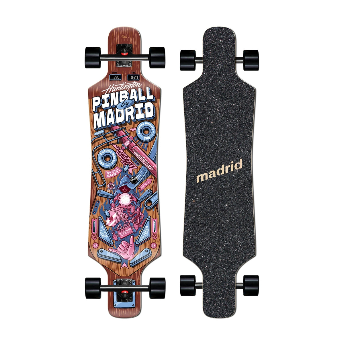 MADRID PINBALL WIZARD TOP MOUNT LONGBOARD COMPLETE 9.25 X 39.00