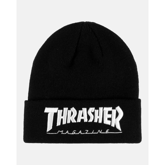 THRASHER EMBROIDERED- BEANIE - BLACK