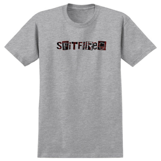 SPITFIRE RANSOM TEE ATHLETIC GREY w/ MULTI COLOR PRINT