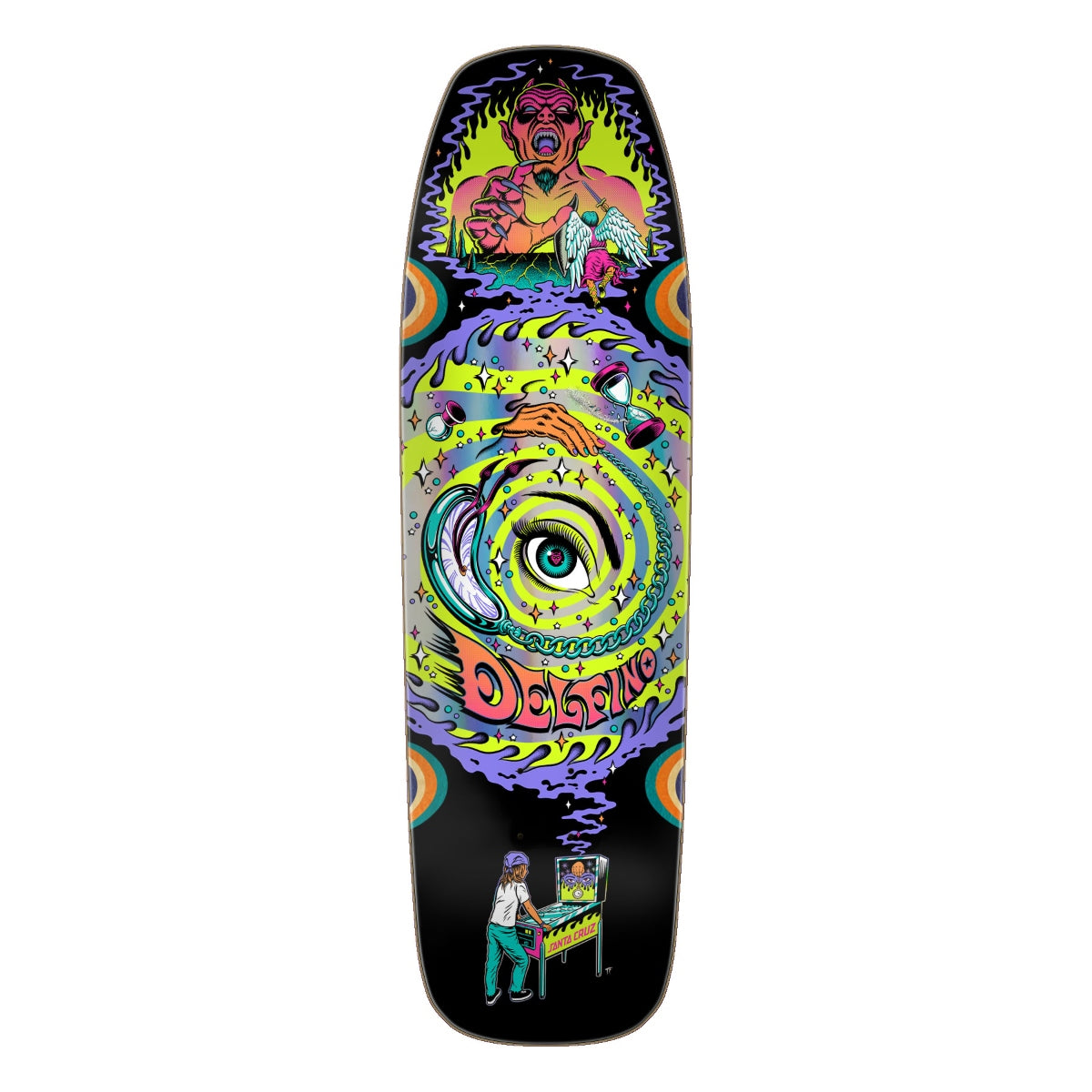 Santa Cruz Delfino Pinball Vision Pro Shaped Skateboard Deck 9.14in x 31.50in