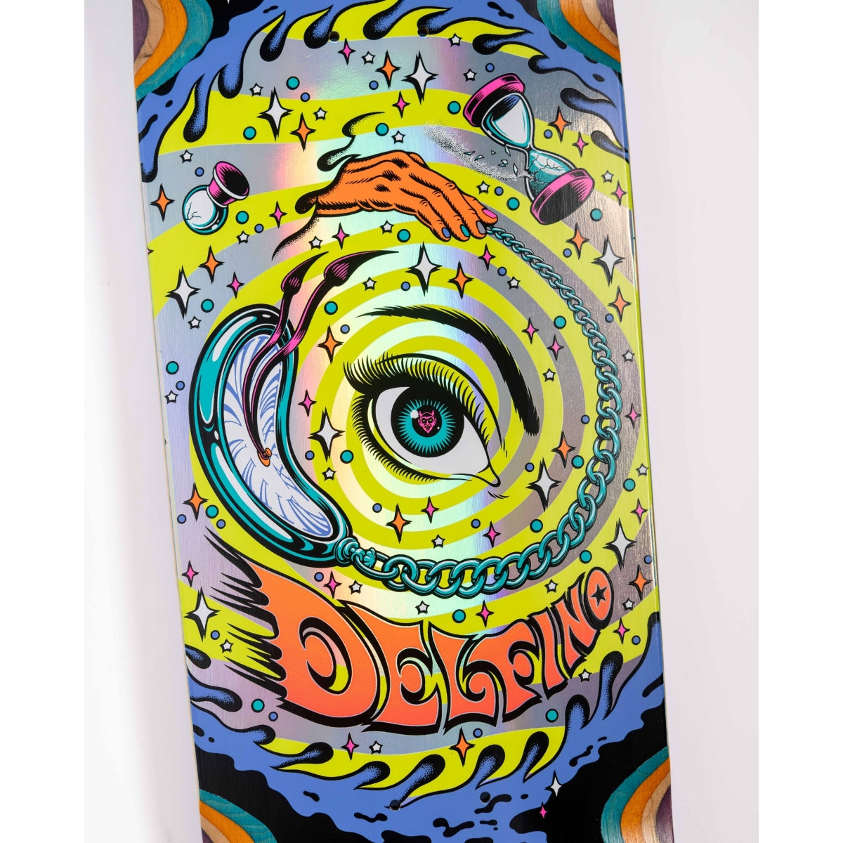 Santa Cruz Delfino Pinball Vision Pro Shaped Skateboard Deck 9.14in x 31.50in