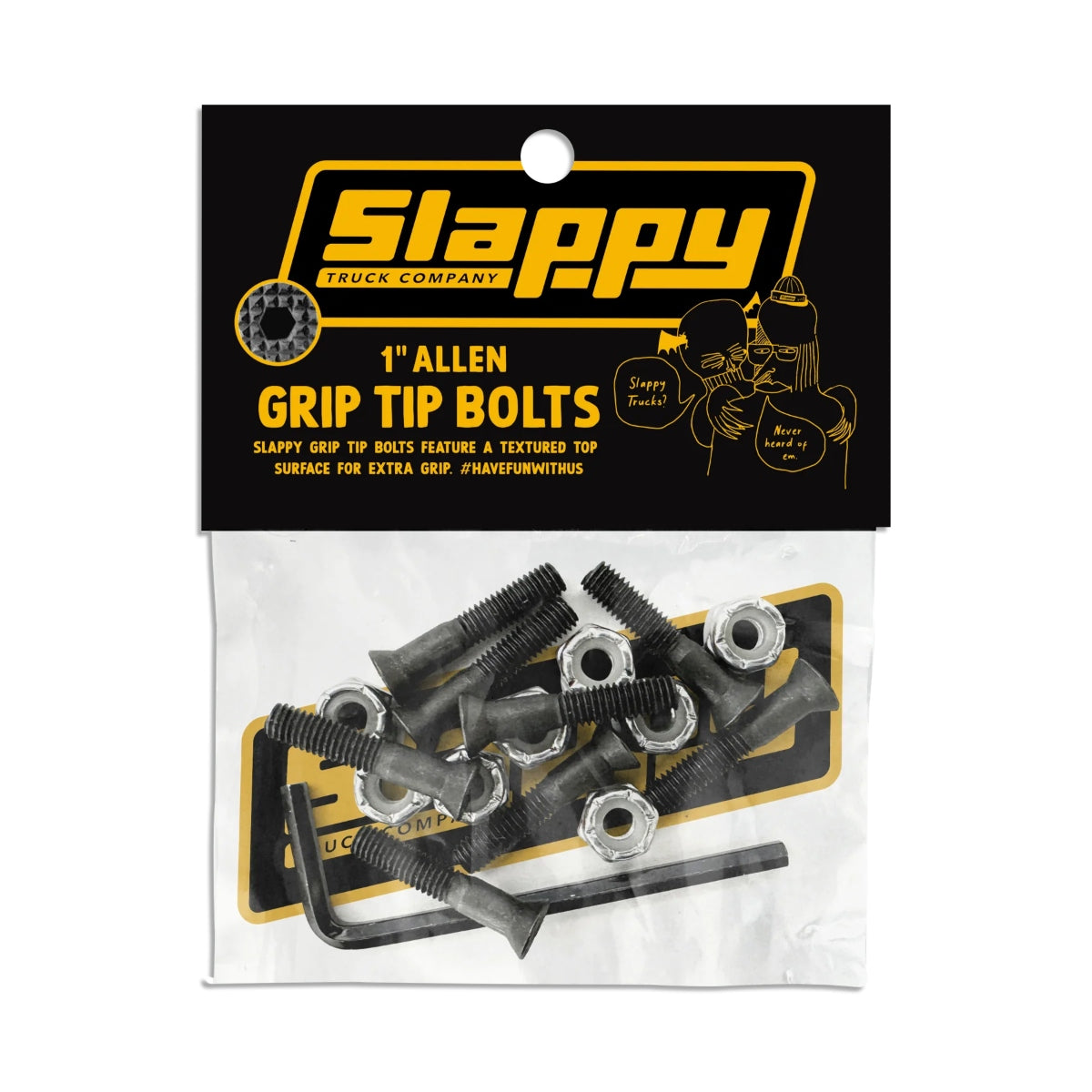 Slappy 1" Allen Grip Tip Bolts 8 black/1 Gold Bolt
