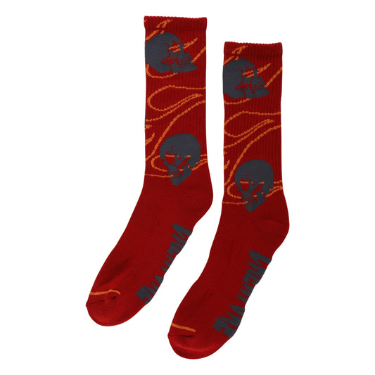 Creature Spiral Skull Socks Mens Burgundy