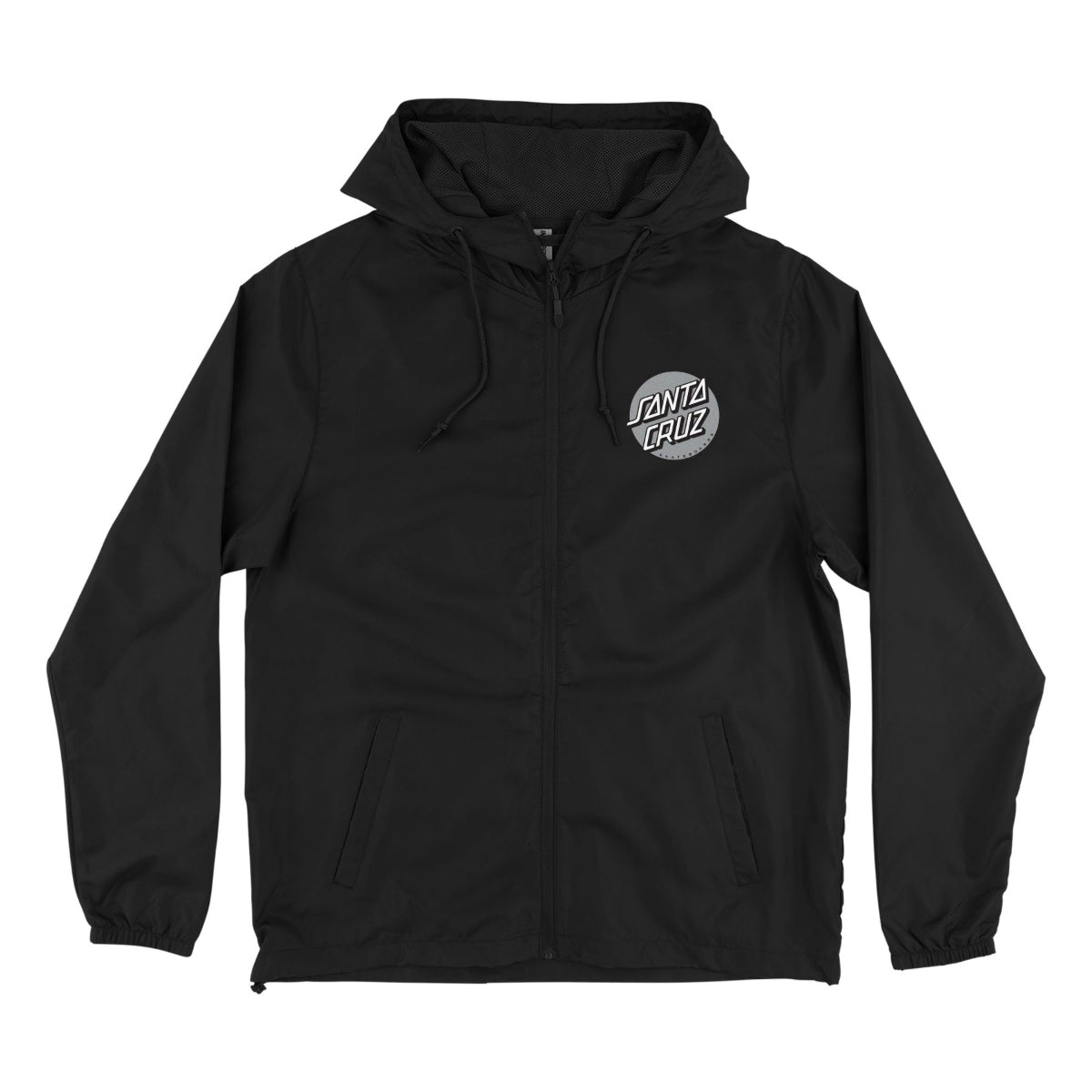 Santa Cruz Cruz Hooded Windbreaker Jacket Mens Black/Silver