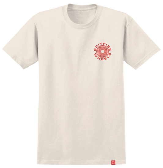 SPITFIRE CLASSIC '87 SWIRL FILL TEE CREAM w/ RED & BLACK PRINTS