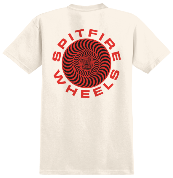 SPITFIRE CLASSIC '87 SWIRL FILL TEE CREAM w/ RED & BLACK PRINTS